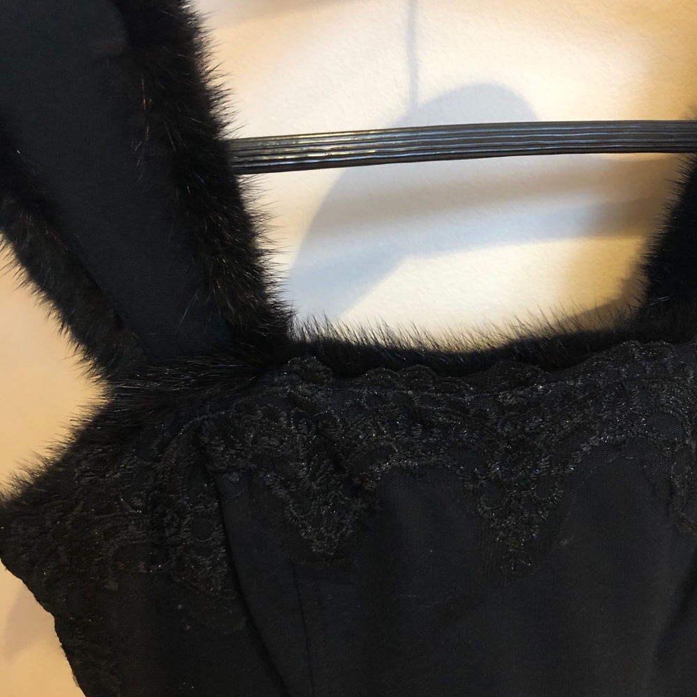 Fur & Lace Roccobarocco Black Mini Dress - Picture 3 of 8